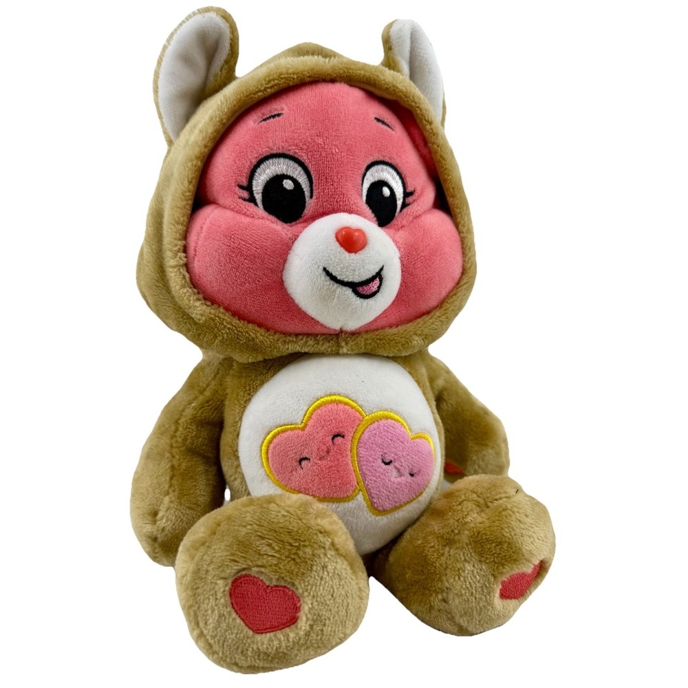 2021 Care Bears Hoodie Friends‎ Love A Lot Bear Squirrel Plush Brown Hearts 12"